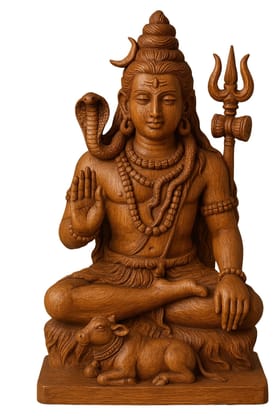 Wooden Lord Shiva Statue - Divine Blessing & Home Decor Wooden Lord Shiva Statue - Divine Blessing & Home Decor