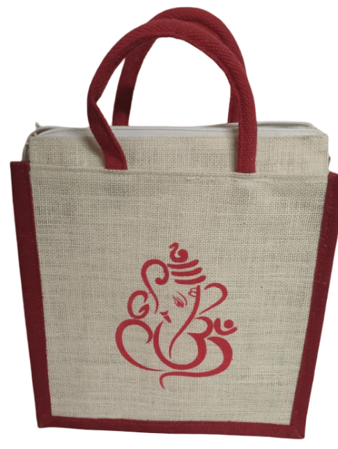 Ganesha Print Jute Bag - Eco-Friendly & Stylish