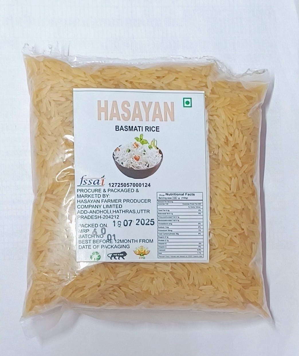 Hasayan Basmati Rice - Premium Long Grain Rice - 500gm