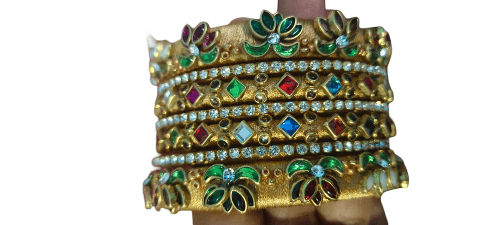 Gold Bangles with Gemstones and Diamonds