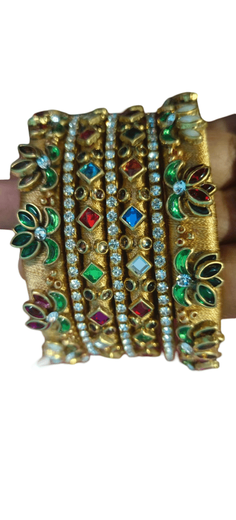 Gold Bangles with Gemstones and Diamonds