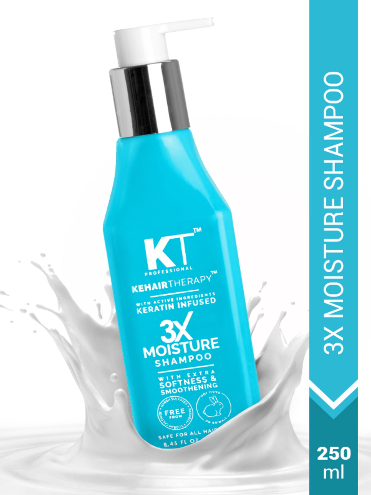 3X Moisture Shampoo | Keratin-Infused with Active Ingredients for Extra Softness & Smoothness | Sulfate-Free, Paraben-Free | 250ml