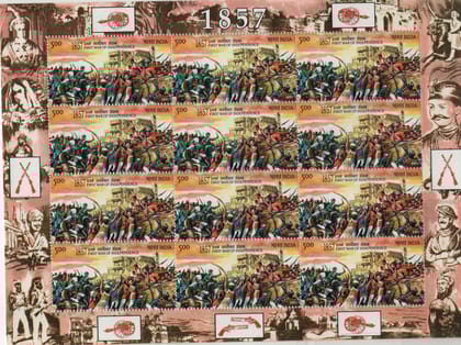 Shobhaphila's Indian Sheetlet Sheet- First War Independance Stamp ( 9th Aug 2007)