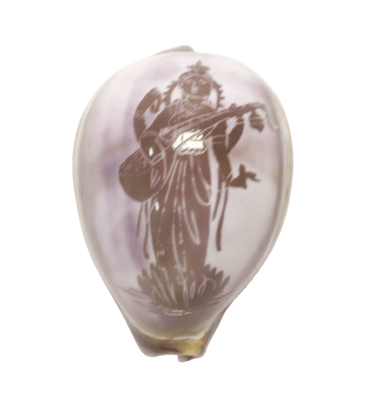 Engraved Seashell with Goddess Saraswati Motif Engraved Seashell with Goddess Saraswati Motif