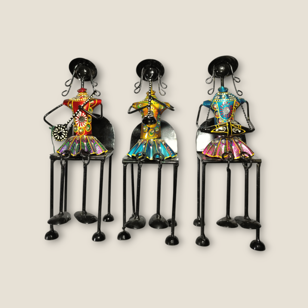 Metal Musician Figurines Set of 3: Musical Art Decor