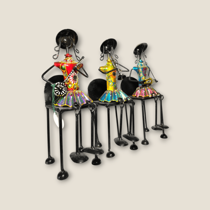Metal Musician Figurines Set of 3: Musical Art Decor