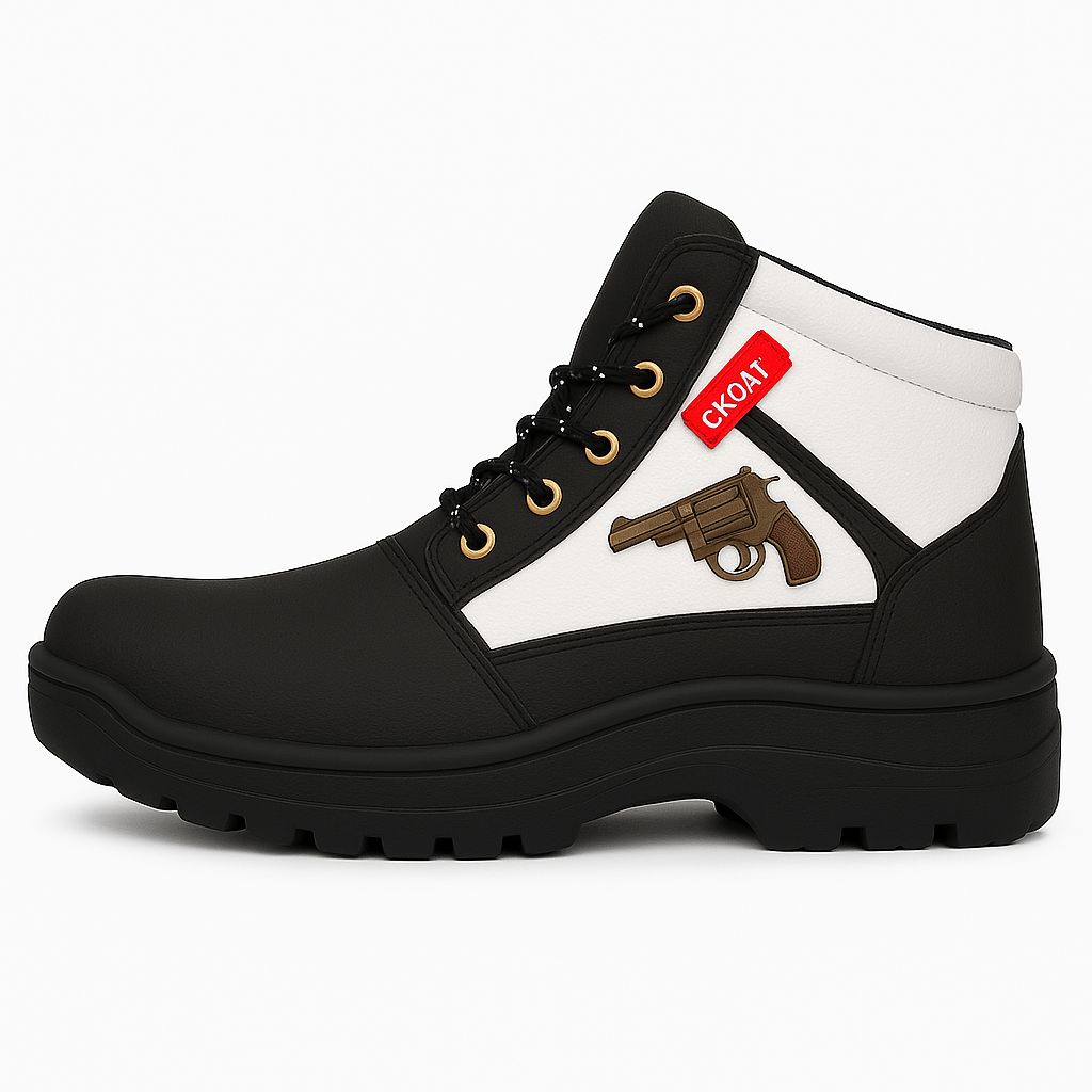 WUGO::Latest Fabulous Men Solid Faux Leather Gun Boots | Stylish Lace-up Casual Boots with PVC Sole For Men's & Boys (Free Home Delivery)