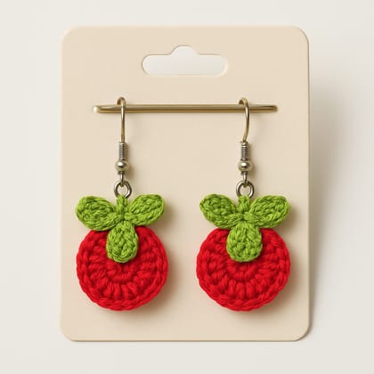 Handmade Crochet Apple Earrings - Unique, Fun & Playful Accessory