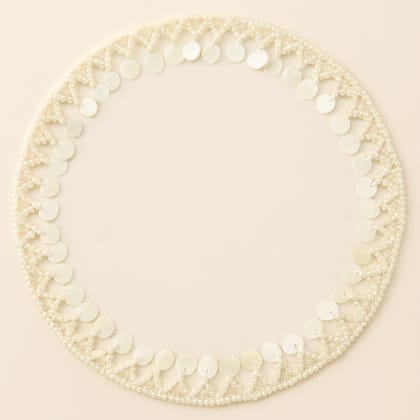 Ivory Round Embellished Lace Trim With Seep button & Pearls