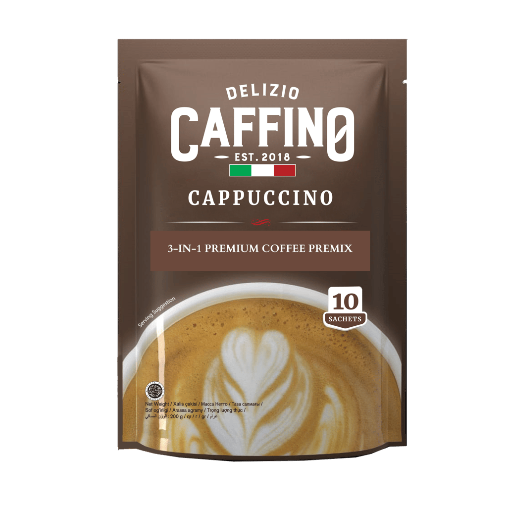 CAFFINO Cappuccino Classic Coffee with Real Milk & Real Coffee, 200g Pack (10 Sachet X 20g), Instant Coffee, The Product of Indonesia (Imported)