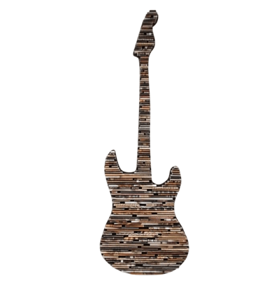 Wooden Guitar Wall Art – Recycled Strip Design
