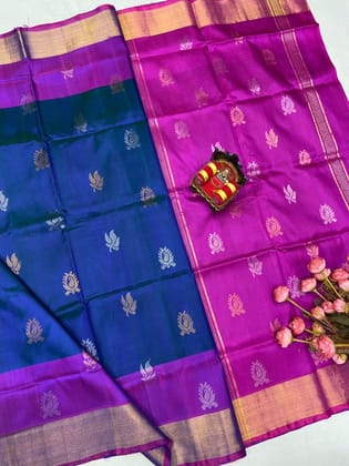 Blue uppada butta design saree