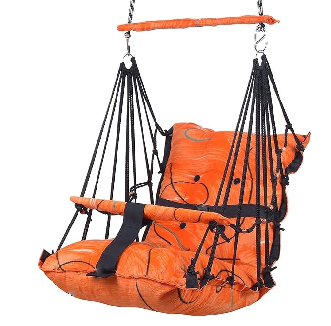 Cotton Swing Chair for Kids Baby's Children Folding and Washable1-6 Years with Safety Belt/Home,Garden Jhula for Babies|Swing for Kids | Seat and Back Side 16x16 inch