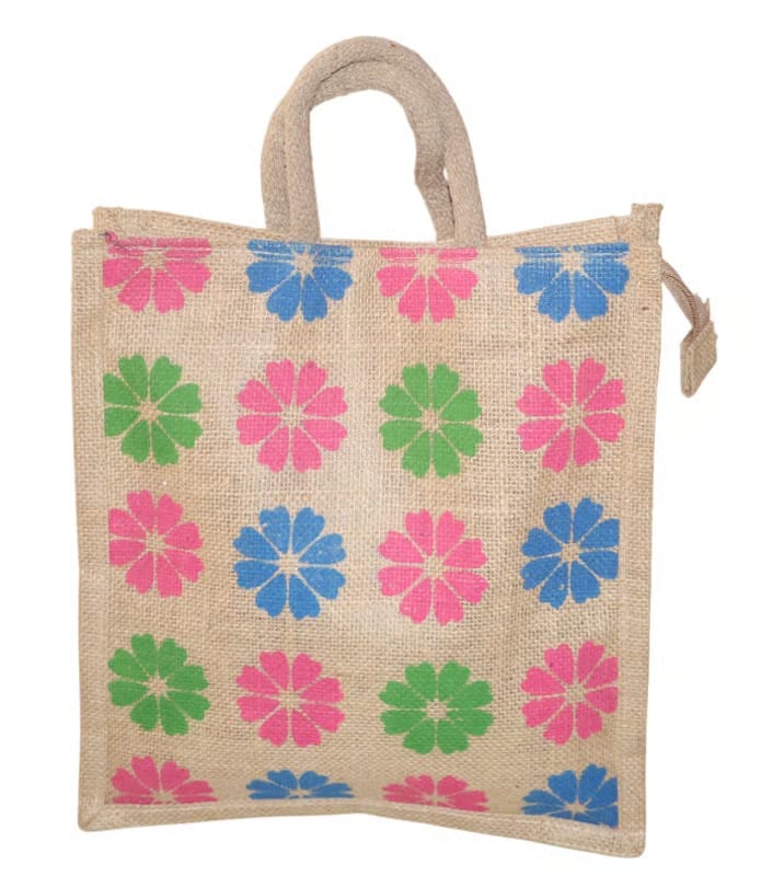 Eco-Friendly Jute Shopping Bag with Floral Design