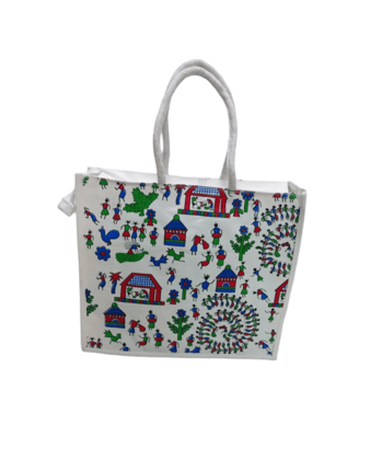 Handcrafted Jute Tote Bag - Eco-Friendly & Artistically Designed