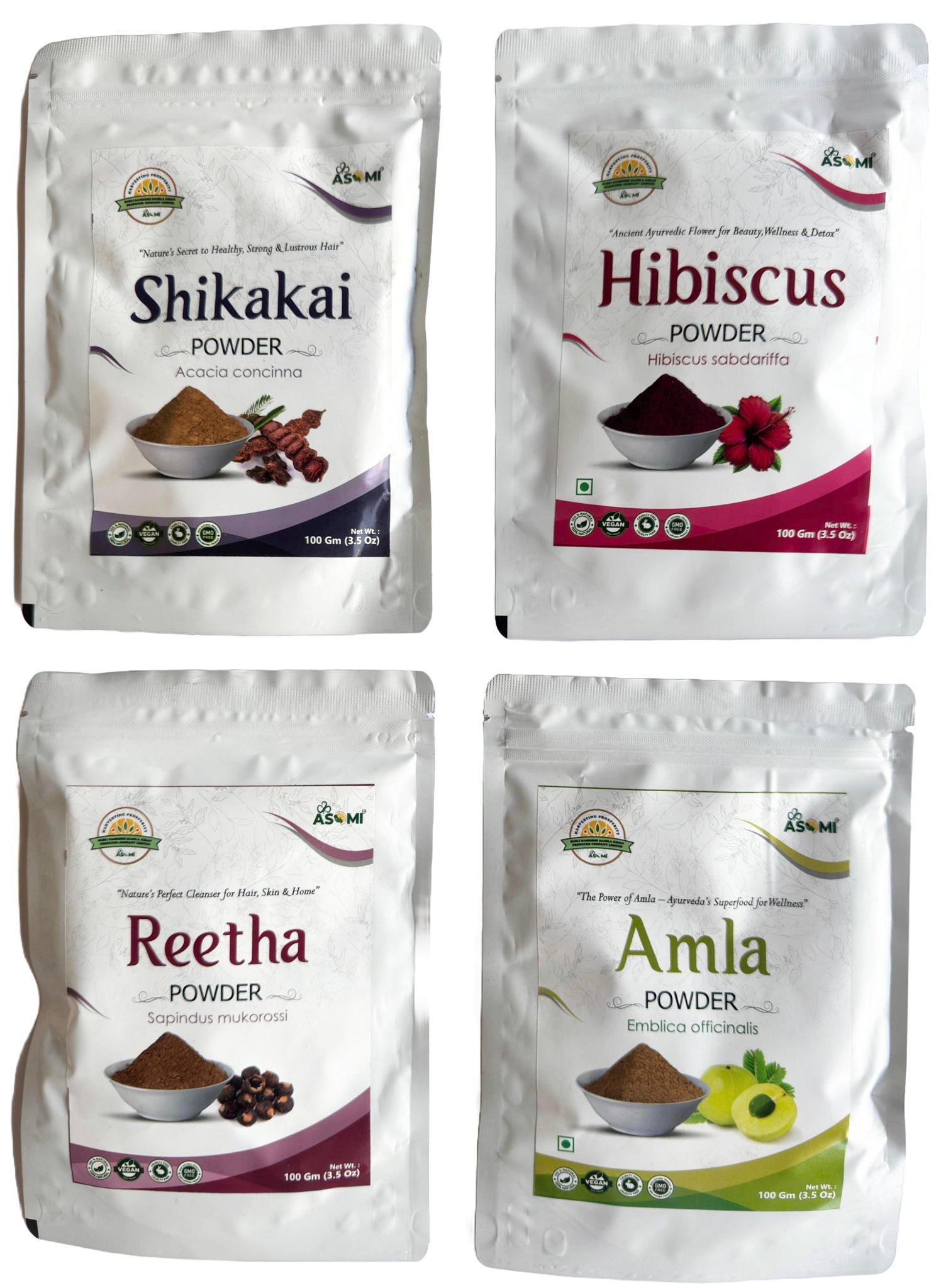 Hair Care Natural Combo Pack (Amla + Hibiscus + Reetha + Shikakai)