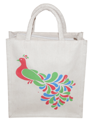 Canvas Peacock Tote Bag - Eco-Friendly Shopping Bag