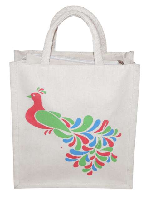 Canvas Peacock Tote Bag - Eco-Friendly Shopping Bag