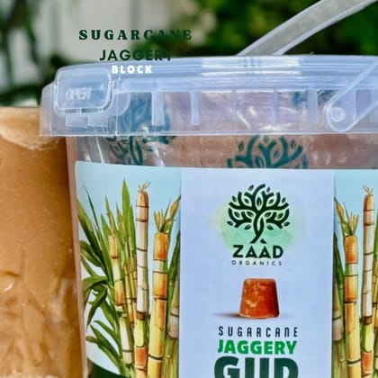 Sugarcane Jaggery | Jaggery Block | 900 grms | Detoxifies Blood | Healthy Sugar Substitute | Naturally Filtered with Ladyfinger (bhindi) Extract | 100% Natural and Organic | No Chemicals, No Additives| Natural Sweetener | ZAAD ORGANICS