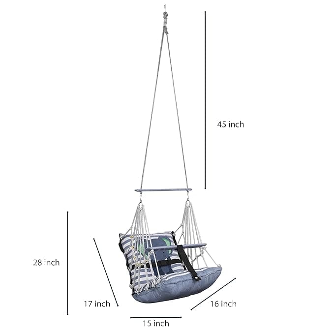Swing for Kids Swing Cotton Baby Children Folding and Washable 1 to 5 Years New Born Gift Jhula with Safety Belt Easy to Carry Safety Lock Cradle Chair |Home Garden(Grey Baby Eliphant)