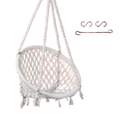 Swingzy Cotton Netted Rope Hanging Swing Chair for Adults & Kids/Swing for Balcony/Outdoor Swing Chair/Hammock Swing for Home, Patio, Garden, Indoor (120 Kg Capacity, White)