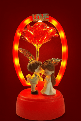 Romantic Couple with Red Rose Ornament - Perfect Gift for Love