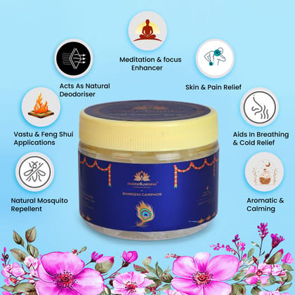 Manokamna Divine Bhimseni Camphor – Traditional Remedy with Spiritual Essence | Ayurvedic Grade & Organic | Strong Aroma for Healing & Puja