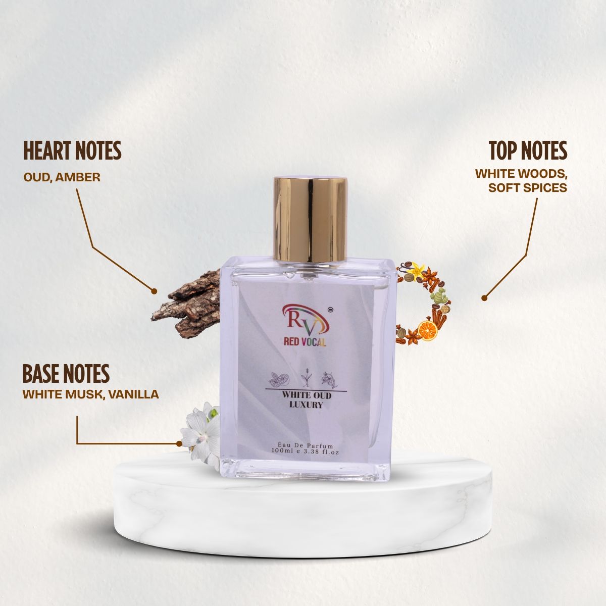 Red Vocal White Oud Luxury Eau De Parfum 100ml For Unisex