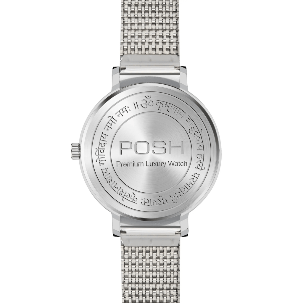 Wektu/POSH Premium Luxury Silver Watch with Engraved Detail