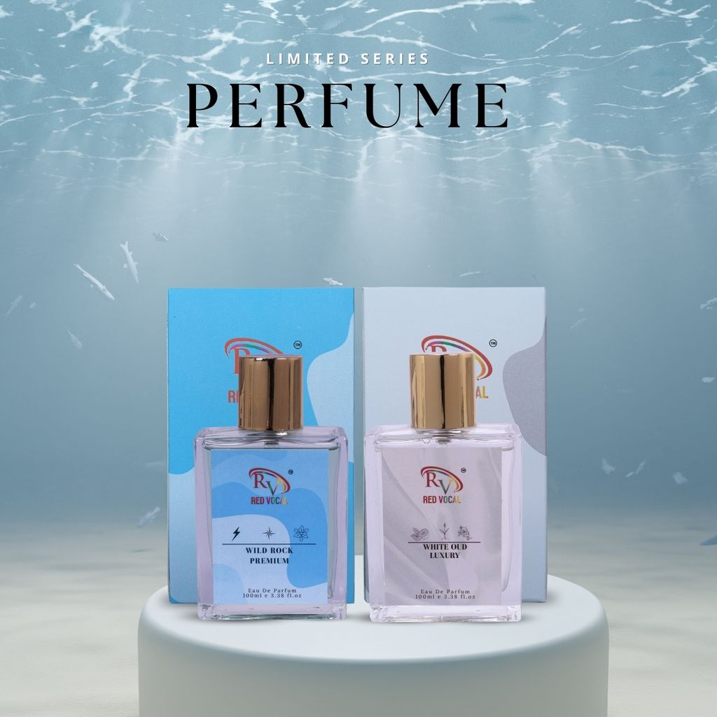 Red Vocal Wild Rock Premium (Men) with White Oud Luxury (Unisex) 100ml Perfume Spray Combo – 2 x 100ml
