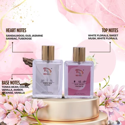 Red Vocal White Oud Luxury (Unisex) with Bad Angel Premium (Women) 100ml Perfume Spray Combo – 2 x 100ml