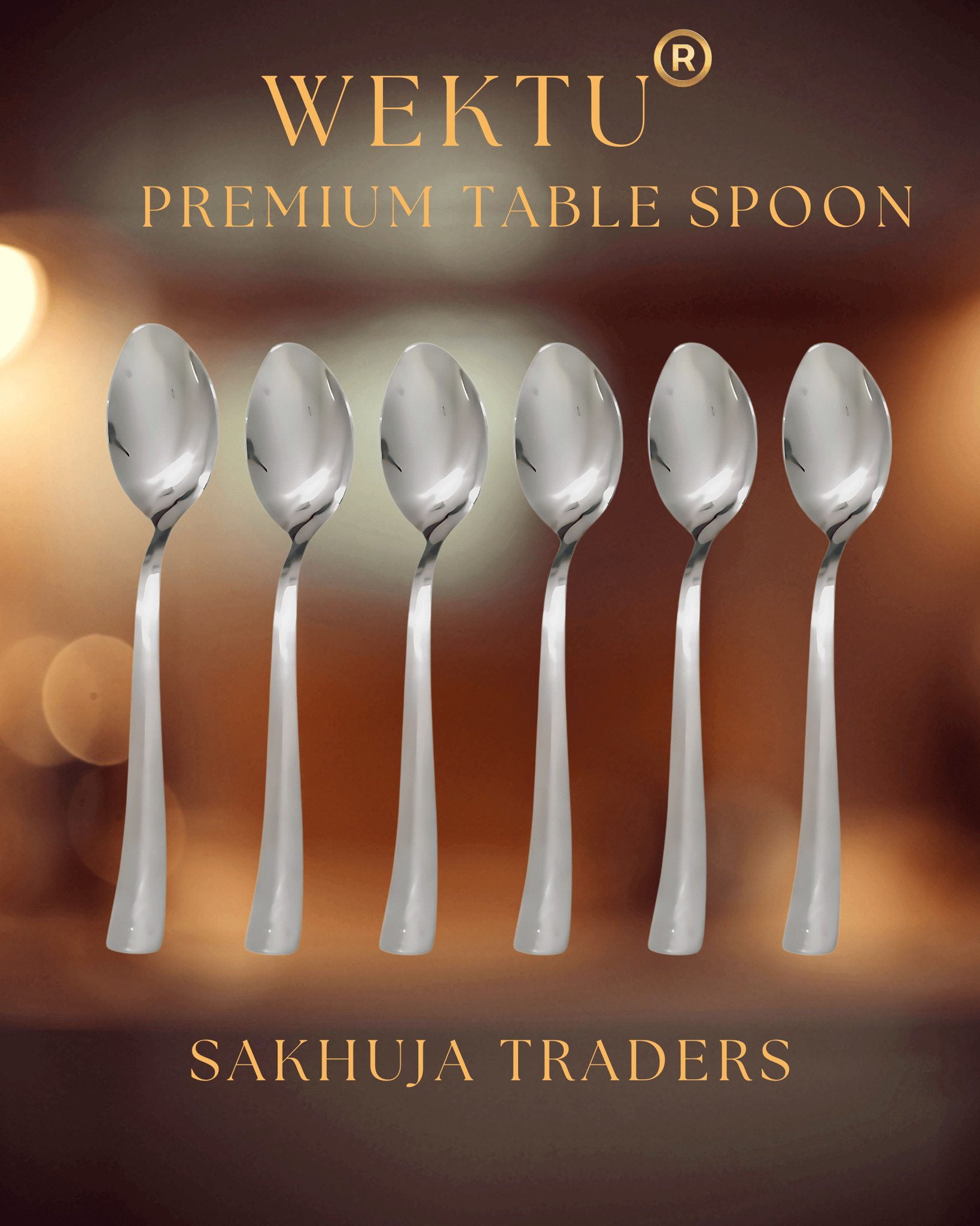 WEKTU Premium Table Spoons Set - Stainless Steel Tableware 6PC Spoon