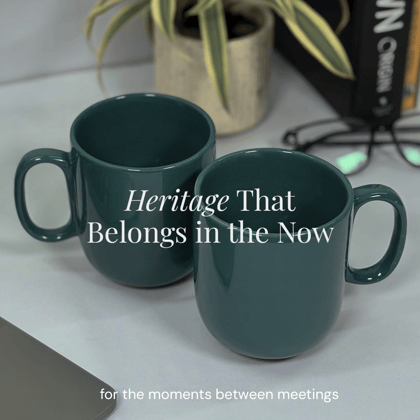 Heritales Temple Moss Ceramic Mug for Coffee, Milk & Tea Lovers – 350 ML | Handcrafted in India | Vegan, Bone China-Free | Microwave, Dishwasher & Freezer Safe | Premium Artisanal Mug–  Set of 2