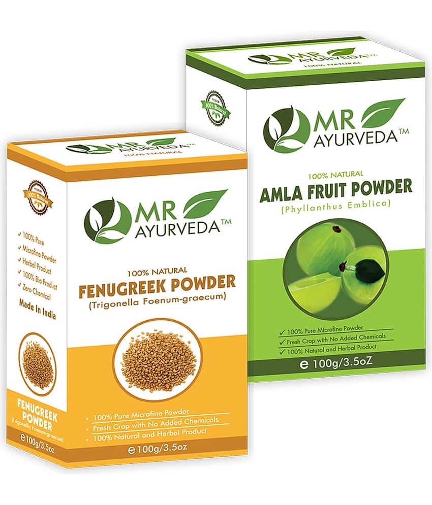 MR Ayurveda 100% Pure Fenugreek Powder and Amla Powder Hair Scalp Treatment 200 g Pack of 2