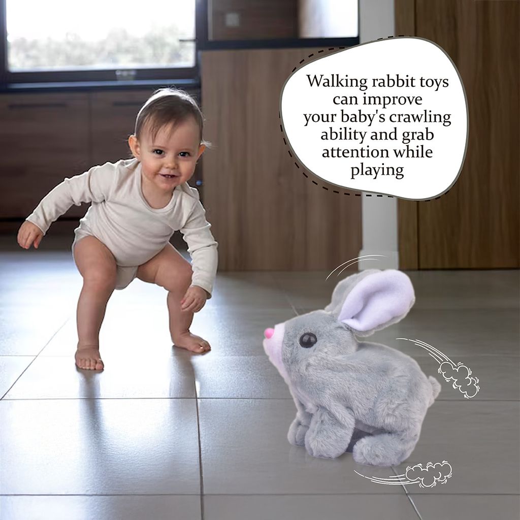 Walking Rabbit with Light (Grey) | Walking Rabbit Toy | Bunny Rabbit Toys | Rabbit Toy | Bunny Toys | Toy Rabbit | Best Bunny Toys | Rabbit Play Toys | Realistic Bunny Toy