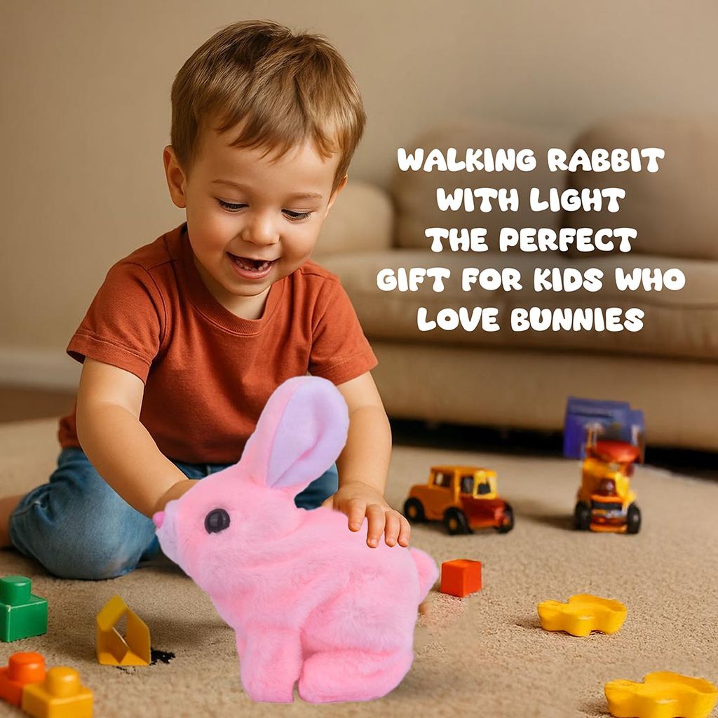 Walking Rabbit with Light (Pink) | Walking Rabbit Toy | Bunny Rabbit Toys | Rabbit Toy | Bunny Toys | Toy Rabbit | Best Bunny Toys | Rabbit Play Toys | Realistic Bunny Toy | Cute Rabbit Toy