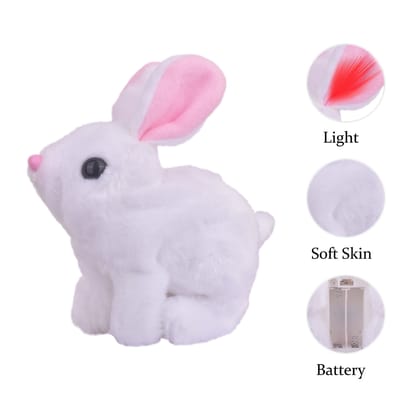 Walking Rabbit with Light (White) | Walking Rabbit Toy | Bunny Rabbit Toys | Rabbit Toy | Bunny Toys | Toy Rabbit | Best Bunny Toys | Rabbit Play Toys | Realistic Bunny Toy | Cute Rabbit Toy