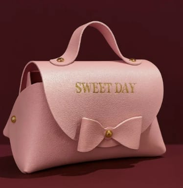 Sweet Day Pink Handbag with Bow and Handle