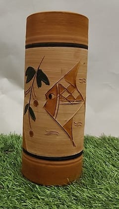 Handcrafted  Terracotta Vase with Fish Design