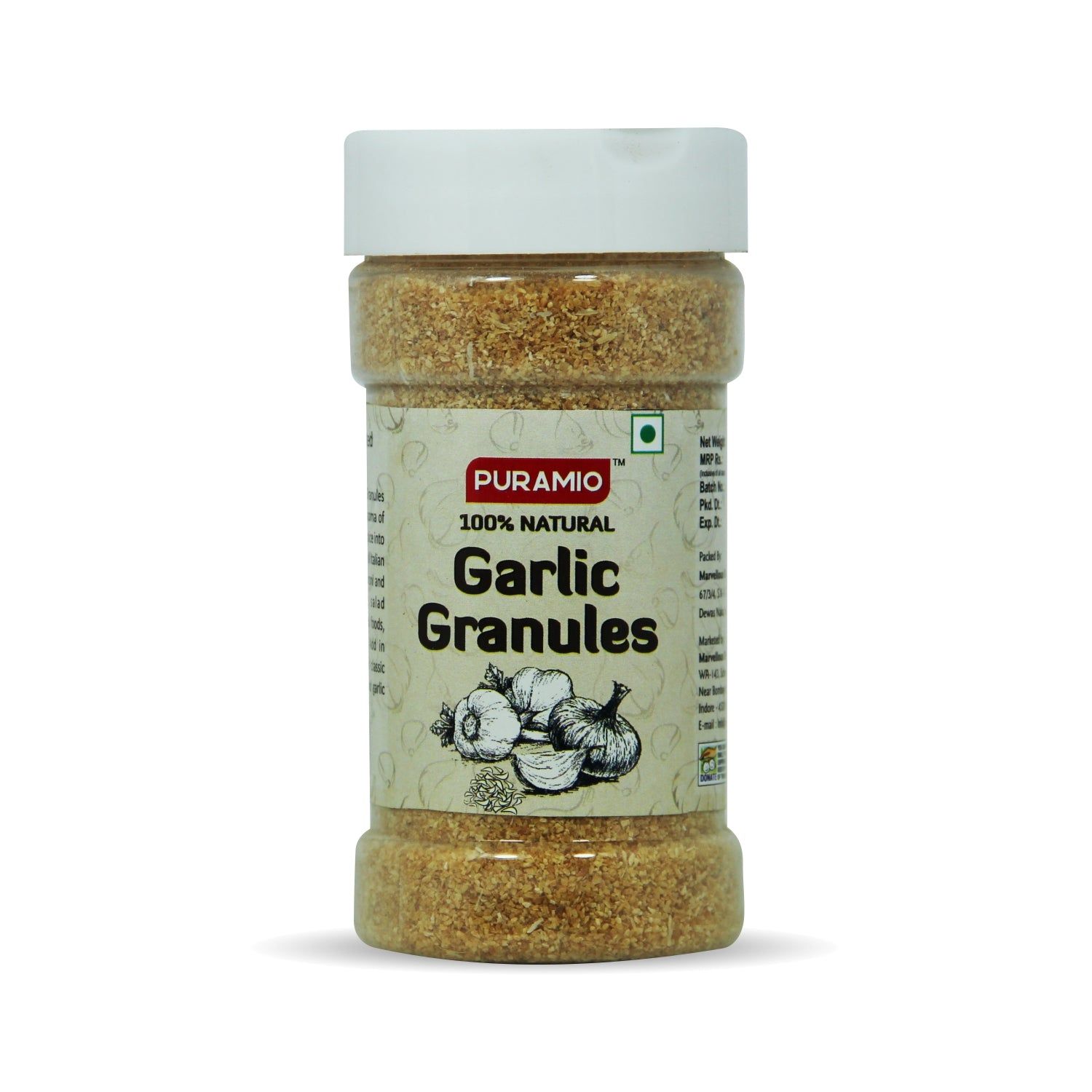 Puramio Garlic Granules (100% Natural), 350 gm