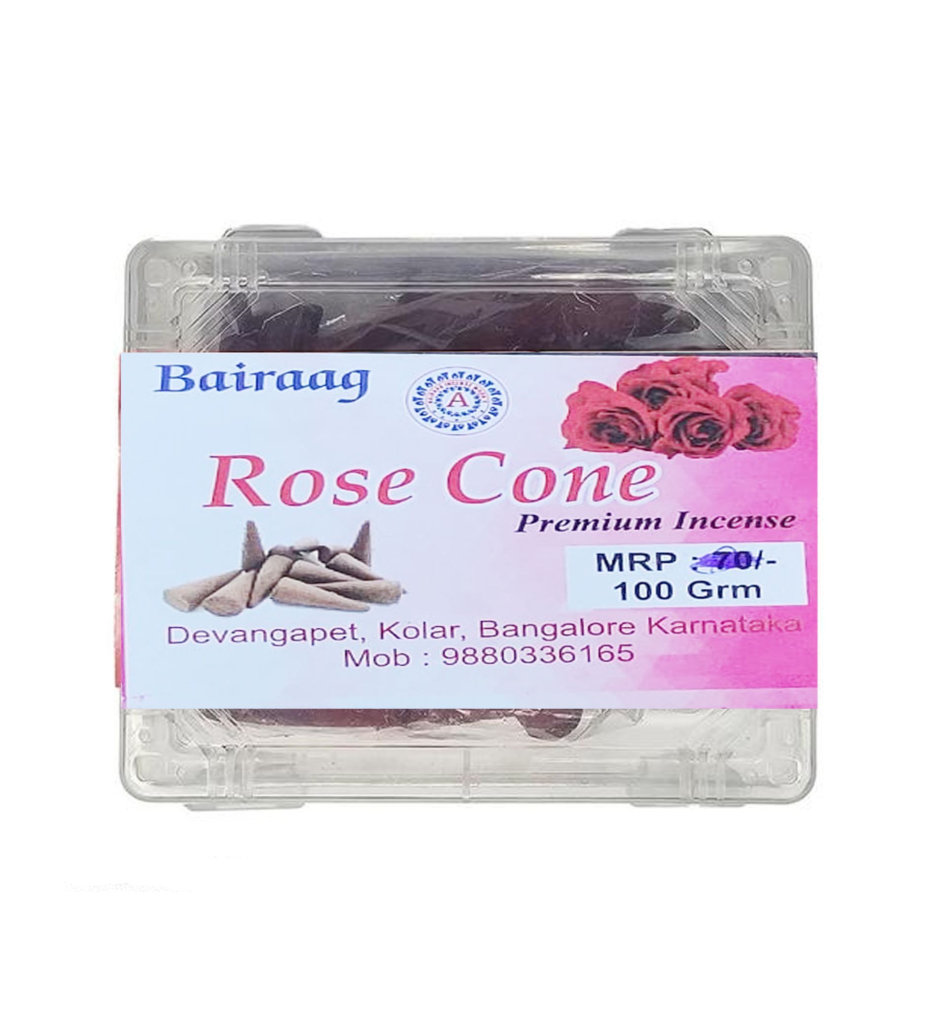 Bairaag Rose Cone Premium Incense - 100 Grm