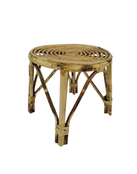 Handmade Rattan Side Table - Natural Woven Stool