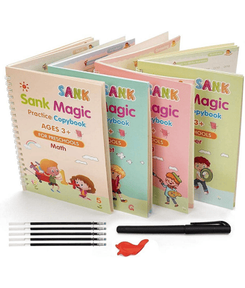 Practice Magic Book For Kids, Numbers, Drawing, Math, Alphabet, Math For Preschoolers With Pen (4 Books + 10 Refills)
