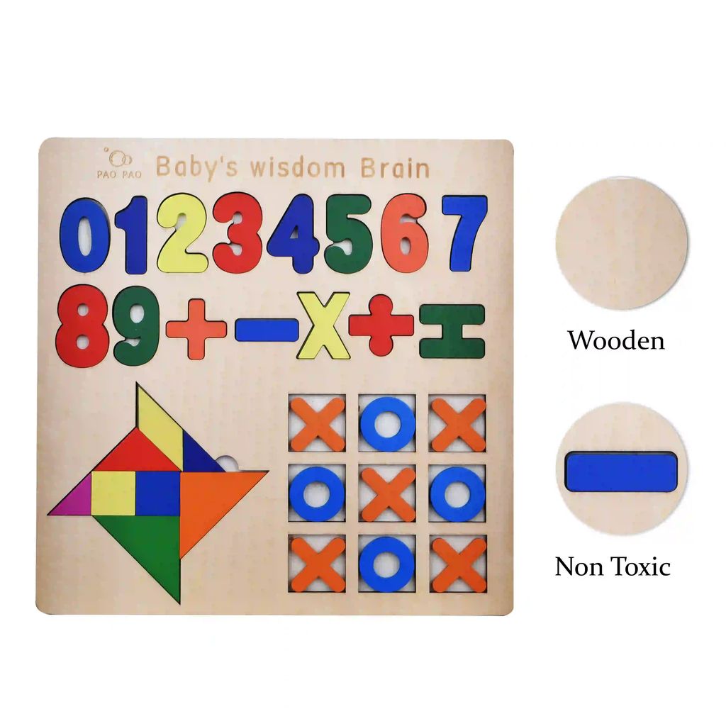3 in 1 Wooden Puzzle Board | Shapes Wooden Puzzle | Number Wooden Puzzle | XOX Wooden Puzzle | Wooden Puzzle | Maths Puzzle | Number Puzzles | Shapes Puzzle | Wooden Shape Puzzle