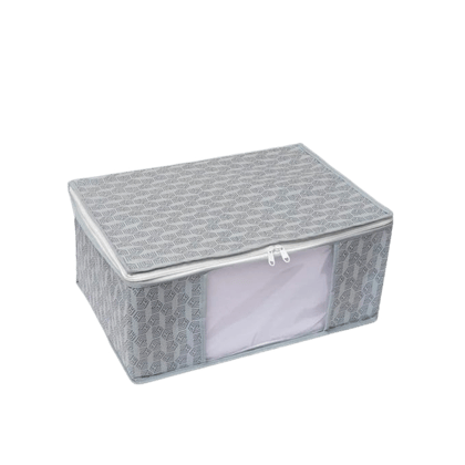 Set of 6 Non-Woven Printed Saree Cover/Cloth Storage/Wardrobe Organizer For Clothes with Transparent Window (Grey)(Shark Tank Featured) 45cmx33cmx22cm