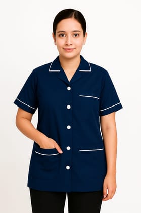 Unisex Staff Apron | 3-pockets Apron | Navy Blue Color | Comfortable | Durable | Best Fitted For Medical Professionals (Staff, Nursing & Lab Technicians)