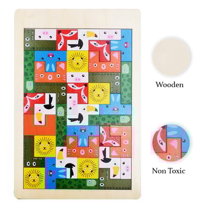 Multi Color Wooden Puzzle Board with Image Printed | Wooden Learning Puzzles | Animals Wooden Puzzle | Animal Puzzle | Wooden Puzzle | Educational Puzzle