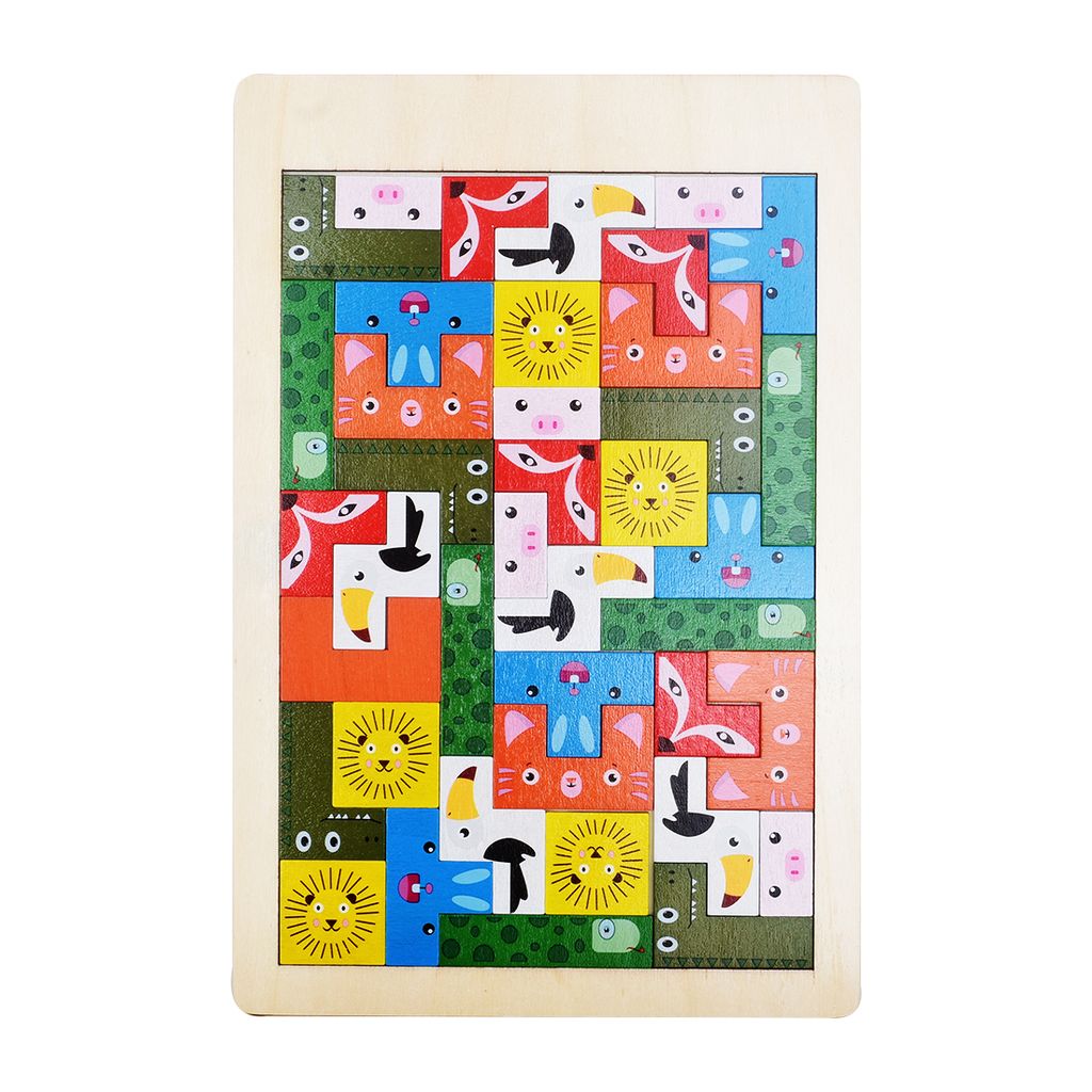 Multi Color Wooden Puzzle Board with Image Printed | Wooden Learning Puzzles | Animals Wooden Puzzle | Animal Puzzle | Wooden Puzzle | Educational Puzzle