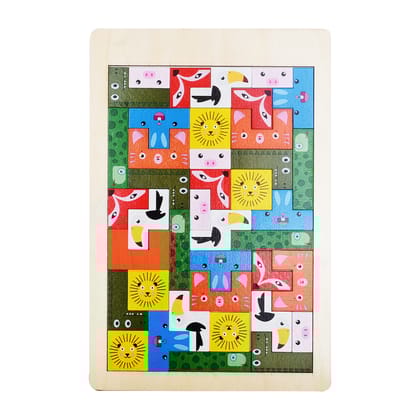 Multi Color Wooden Puzzle Board with Image Printed | Wooden Learning Puzzles | Animals Wooden Puzzle | Animal Puzzle | Wooden Puzzle | Educational Puzzle