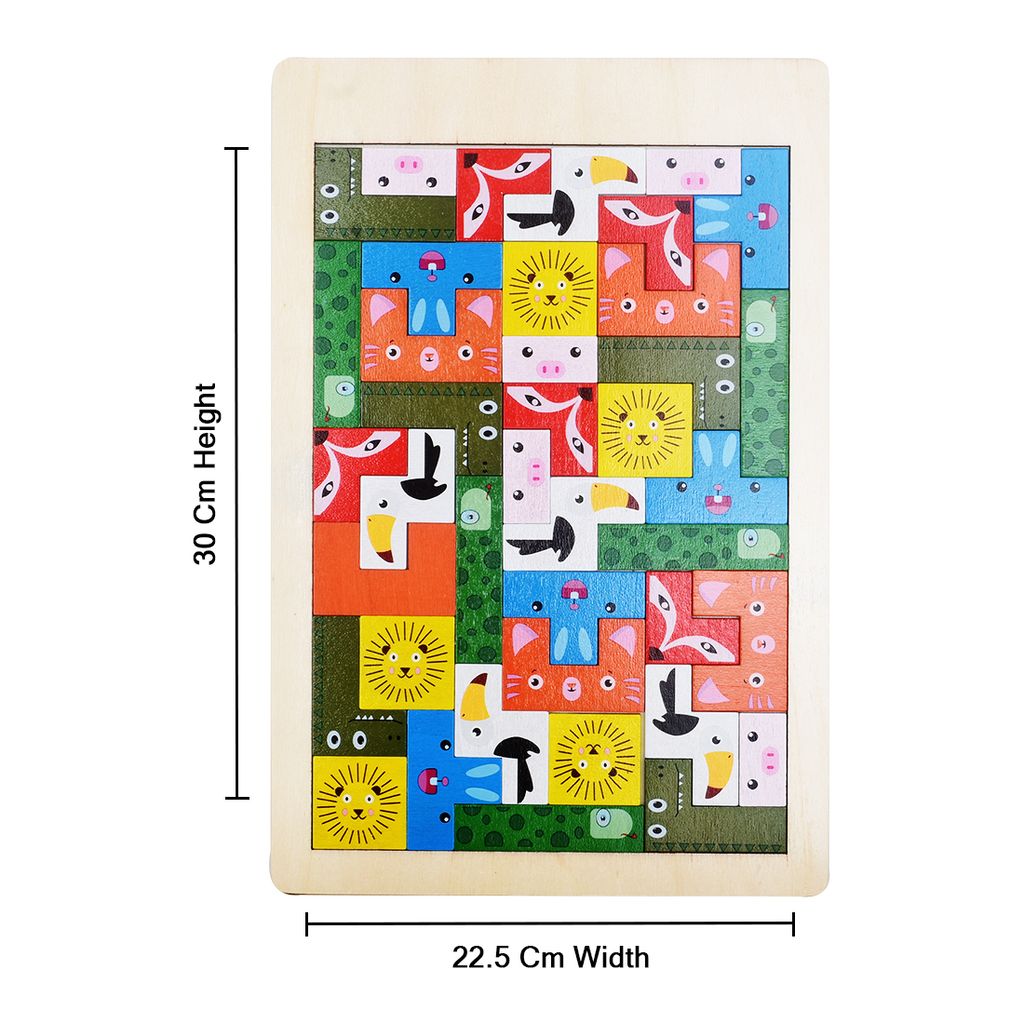 Multi Color Wooden Puzzle Board with Image Printed | Wooden Learning Puzzles | Animals Wooden Puzzle | Animal Puzzle | Wooden Puzzle | Educational Puzzle